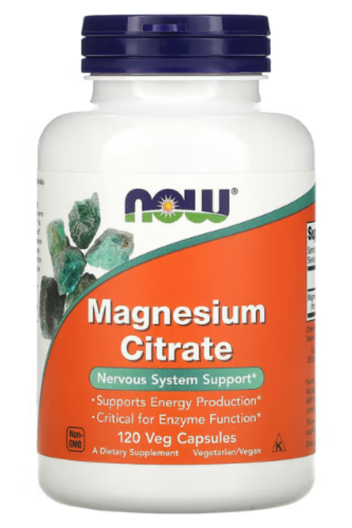 NOW Foods, Citrate de magnésium, 120 capsules végétariennes